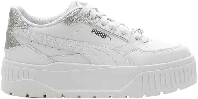 

Детские кроссовки PUMA для девочек Karmen II Idol с шнуровкой - белые, белый/серебристый