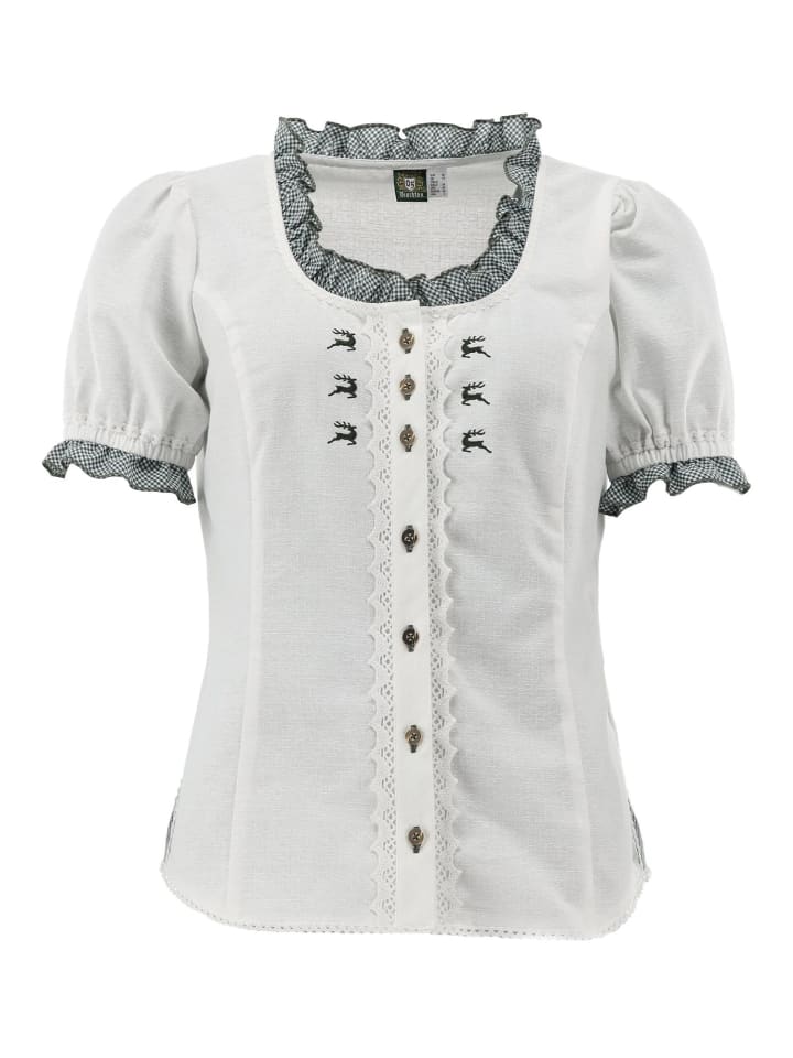 

OS-Trachten Традиционная блузка Fluspi белого и темно-зеленого цвета