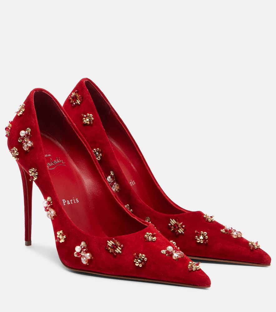 Туфли-лодочки Mix Kate 100 из замши с декором Christian Louboutin, Fever