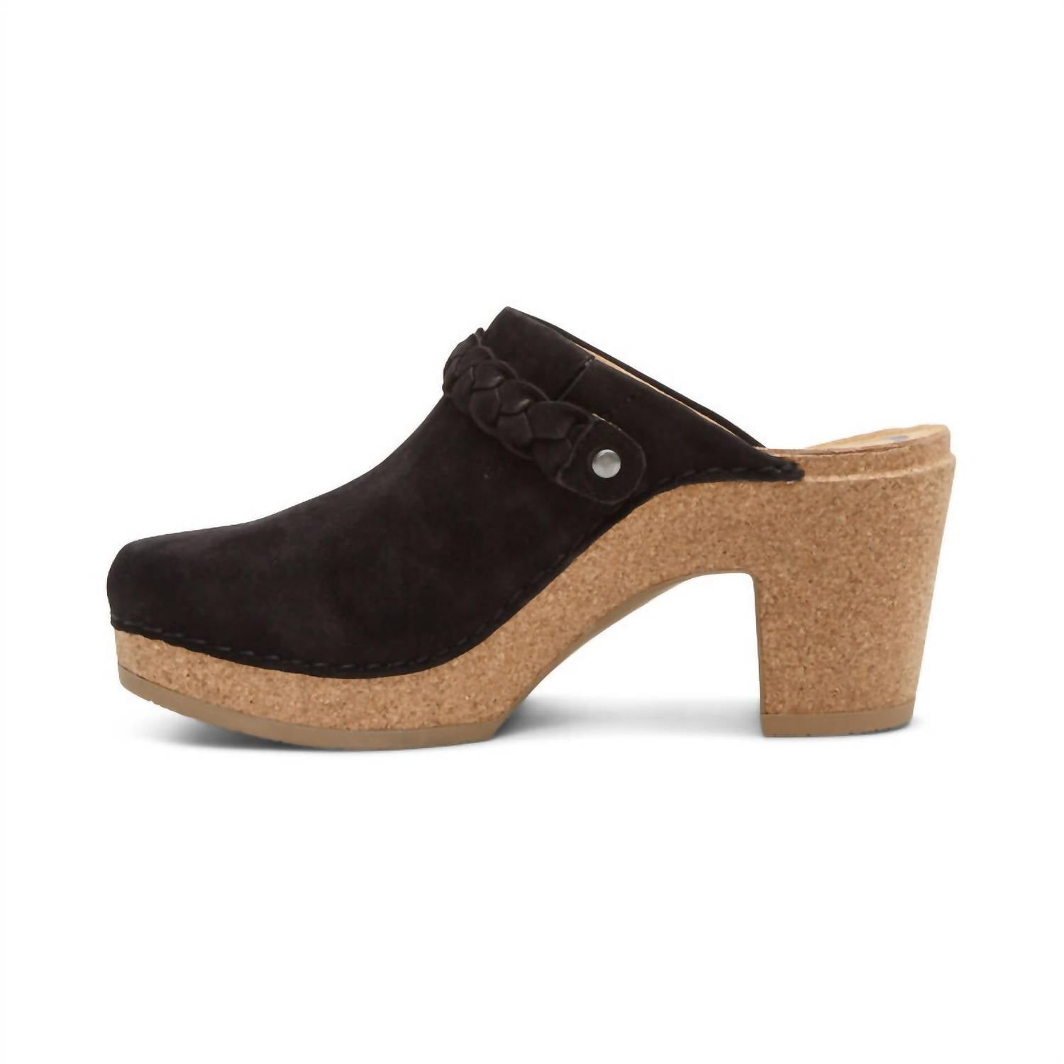 Женские туфли Corey Heeled Clog черного цвета Aetrex — фото 3
