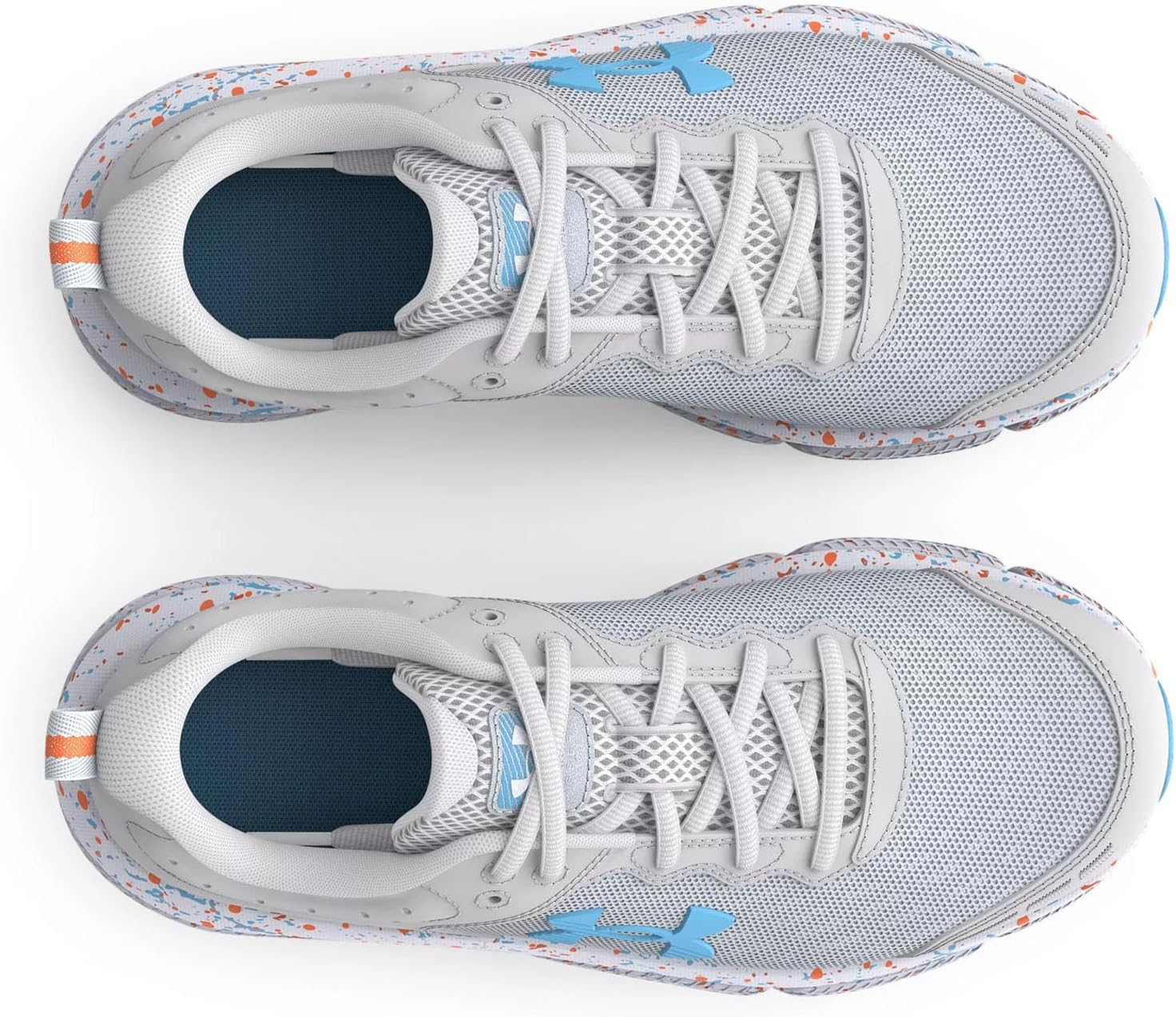 Under Armour Girls Grade School Assert 10 Paint Splatter кроссовки для бега - легкие и дышащие, Halo Gray-Blizzard — фото 3
