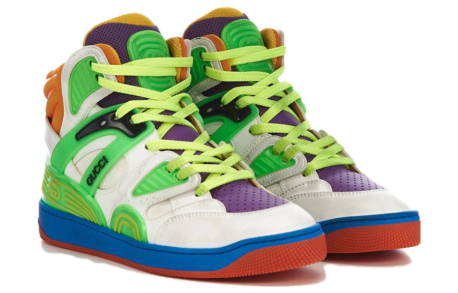Кроссовки (WMNS) Gucci Basket High'White Green Purple' — фото 4