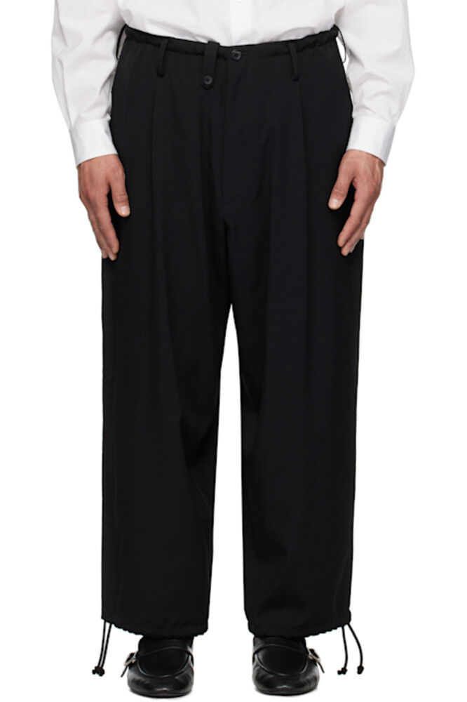 

Черные шерстяные брюки New Standard 2Tucks String YOHJI YAMAMOTO