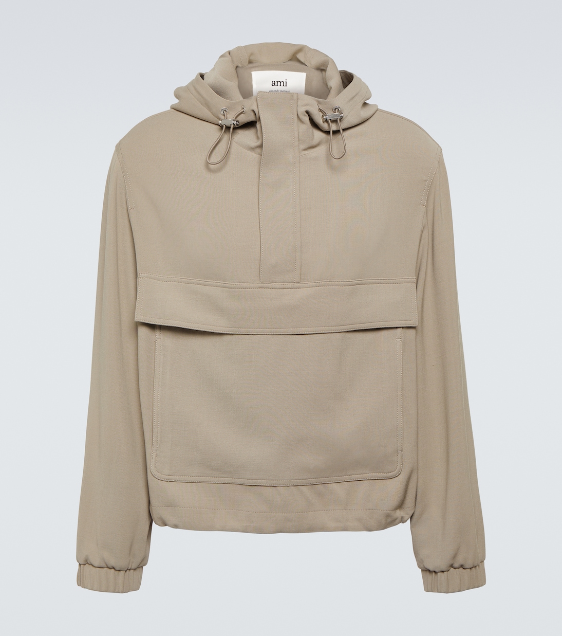 

Куртка из твила с капюшоном и застежкой-молнией на половину длины Ami Paris, Light Taupe