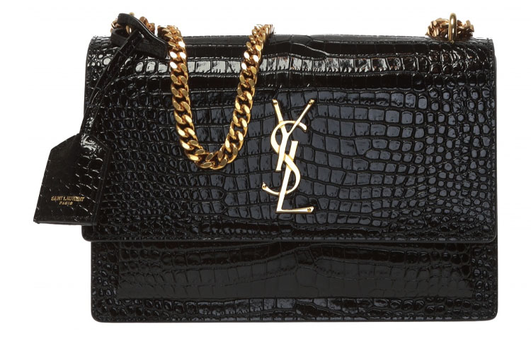 SAINT LAURENT Сумка кроссбод из яркой кожи с цепью — фото 2