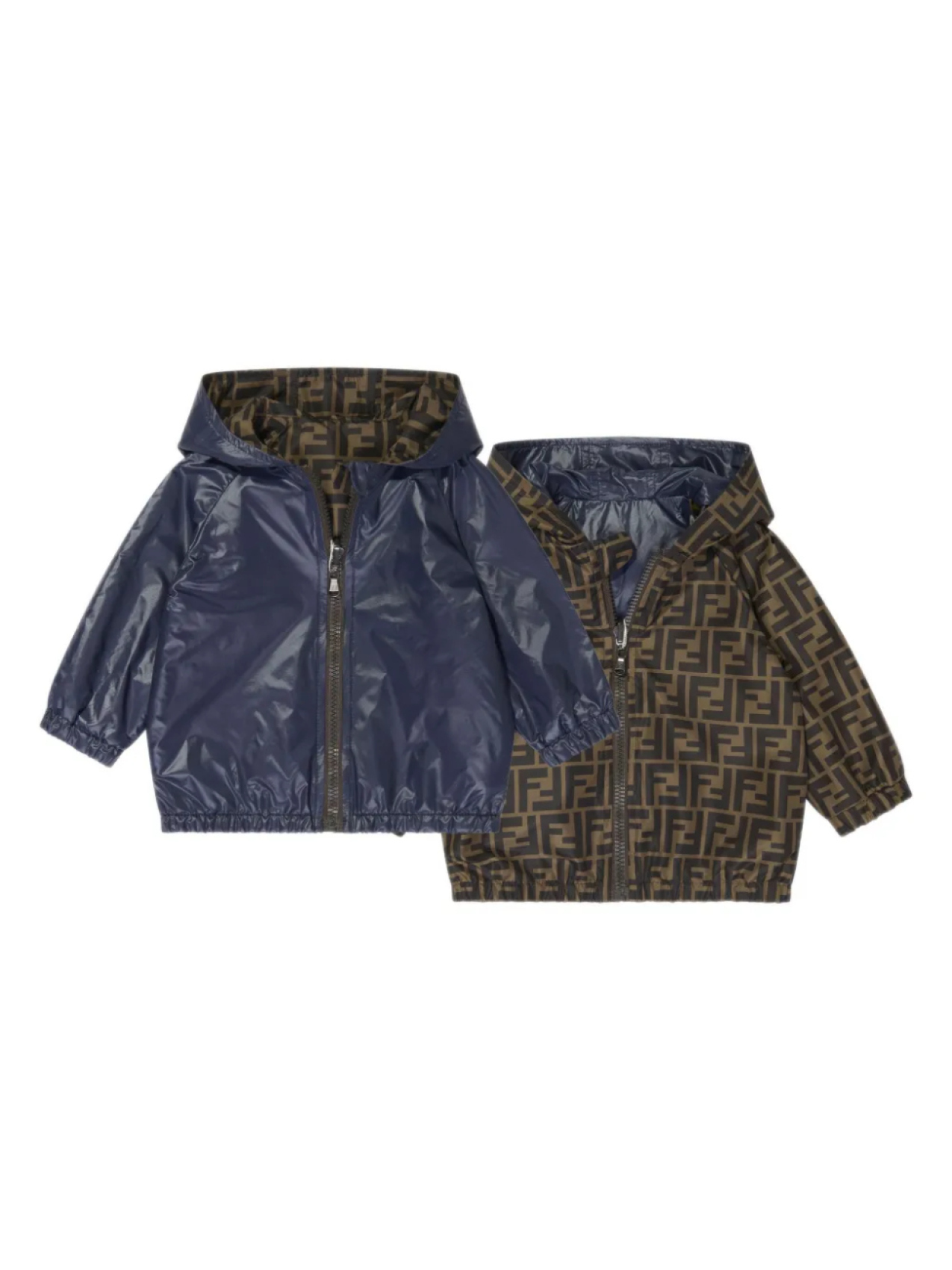 

Двусторонний плащ K-Way с логотипом FF Fendi Kids, синий
