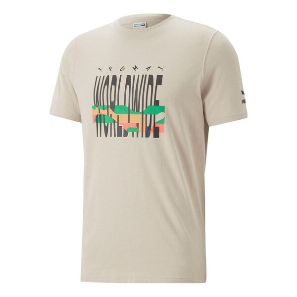 

Футболка worldwide graphic t-shirt 'beige black' Puma, бежевый