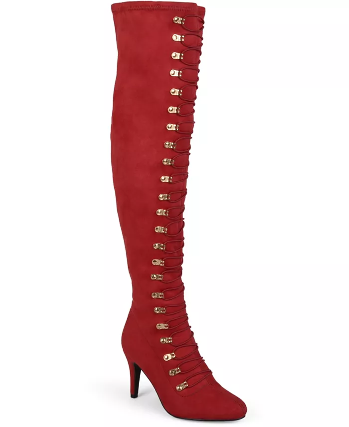 Женские ботинки Trill Wide Calf Over The Knee на шнуровке Journee Collection, красный