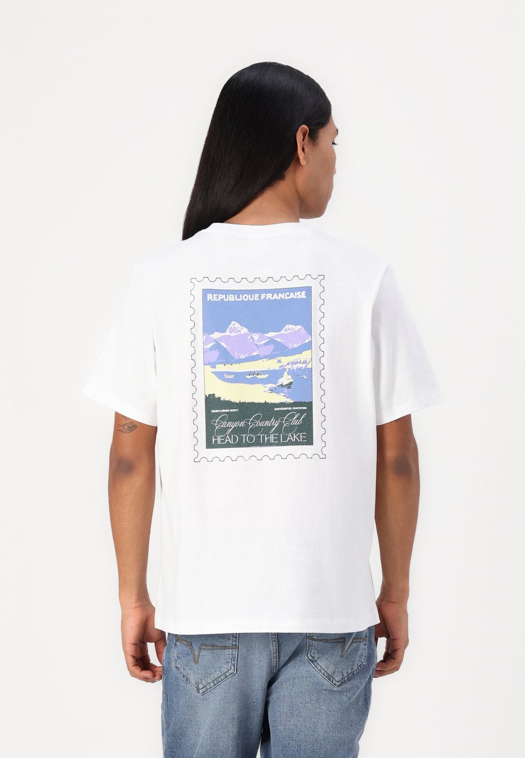 

Футболка с принтом SLHBOSMA O NECK TEE Selected Homme, белый