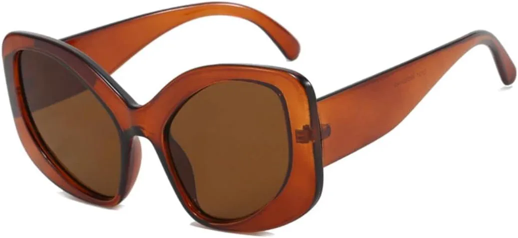 

Солнцезащитные очки «кошачий глаз» для женщин, роскошные, винтажные, панк, мужские, в большой оправе, ретро, ​​с защитой от УФ-излучения UV400 VVTWSSW, Brown Brown