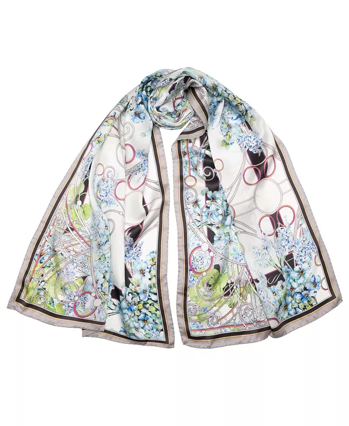 

Лила - Длинный сатиновый шелковый шарф для женщин Elizabetta, синий