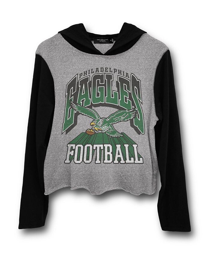 

Женская укороченная толстовка с капюшоном Junk Food Clothing НФЛ Philadelphia Eagles, серый