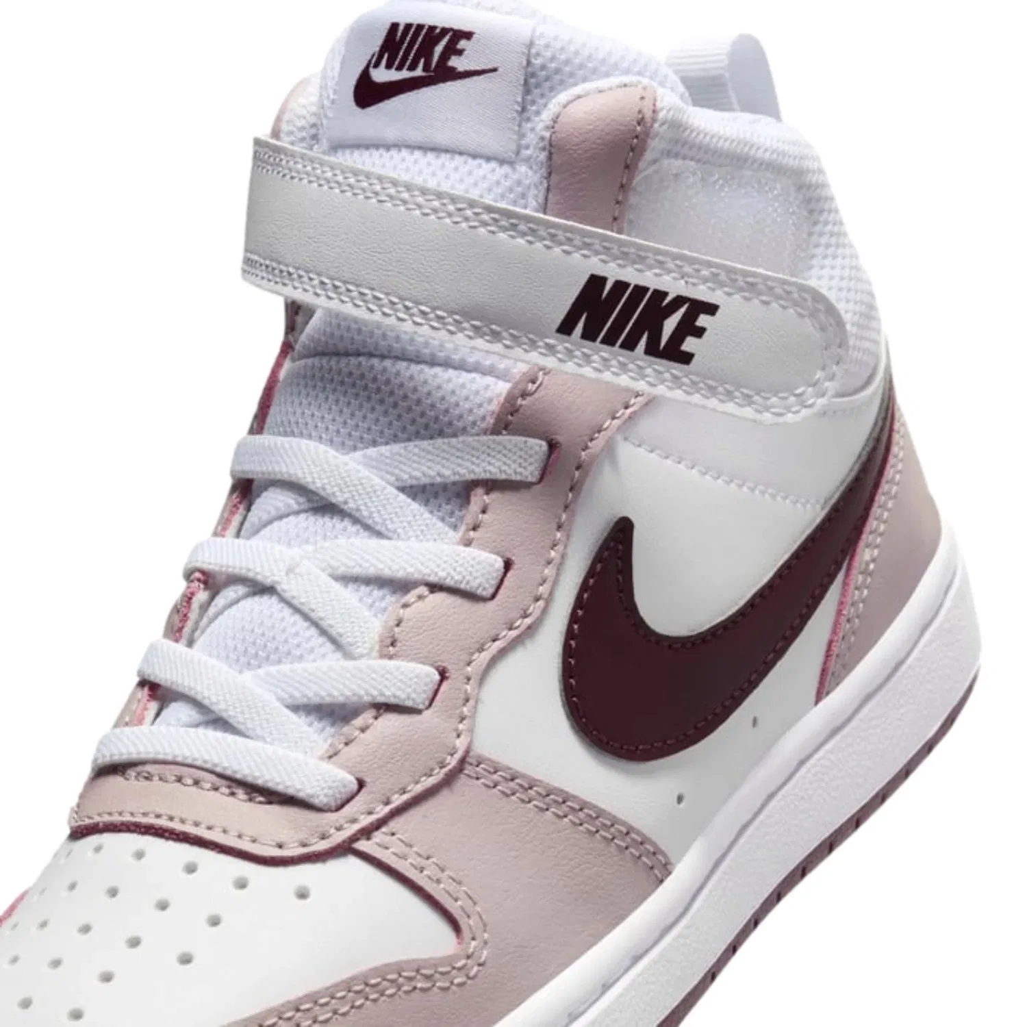 Nike Court Borough Mid 2 White / Burgundy Crush CD7783-118 Pre-School — фото 3