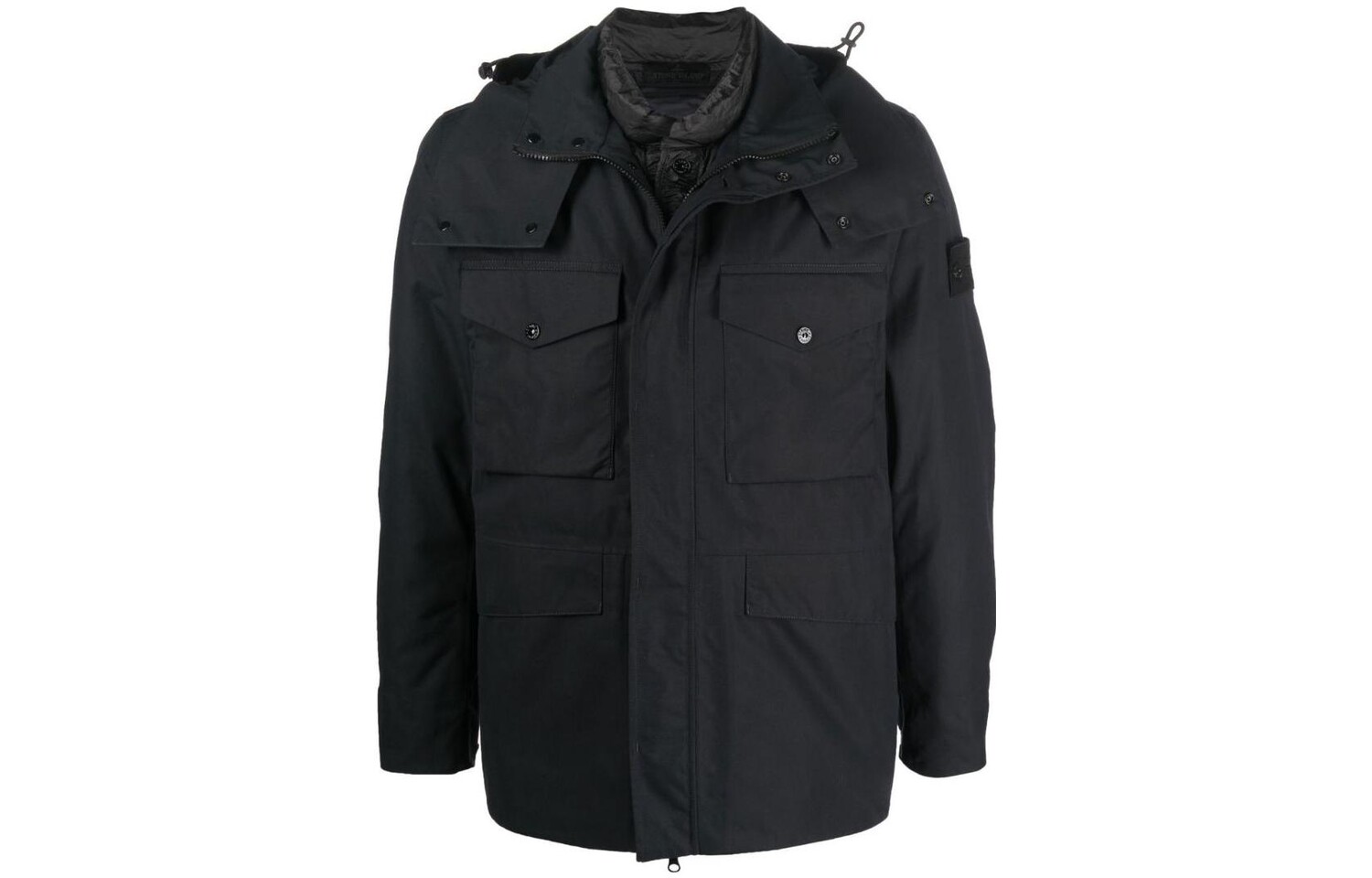 Куртка мужская Stone Island с капюшоном и карманами, черный