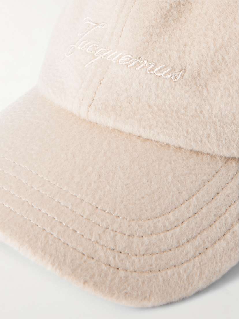 Вышитая шерстяная бейсболка Jacquemus, бежевый — фото 3