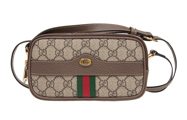 

GUCCI Сумка Ophidia Canvas с кожаной отделкой, через плечо, мини, женская, цвет "черное дерево"