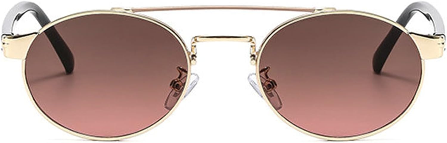 

Хелена Винтажные металлические овальные солнцезащитные очки с двойной перемычкой для женщин, модные панк-очки для мужчин, градиентные солнцезащитные очки UV400, круглые солнцезащитные очки helena, C4