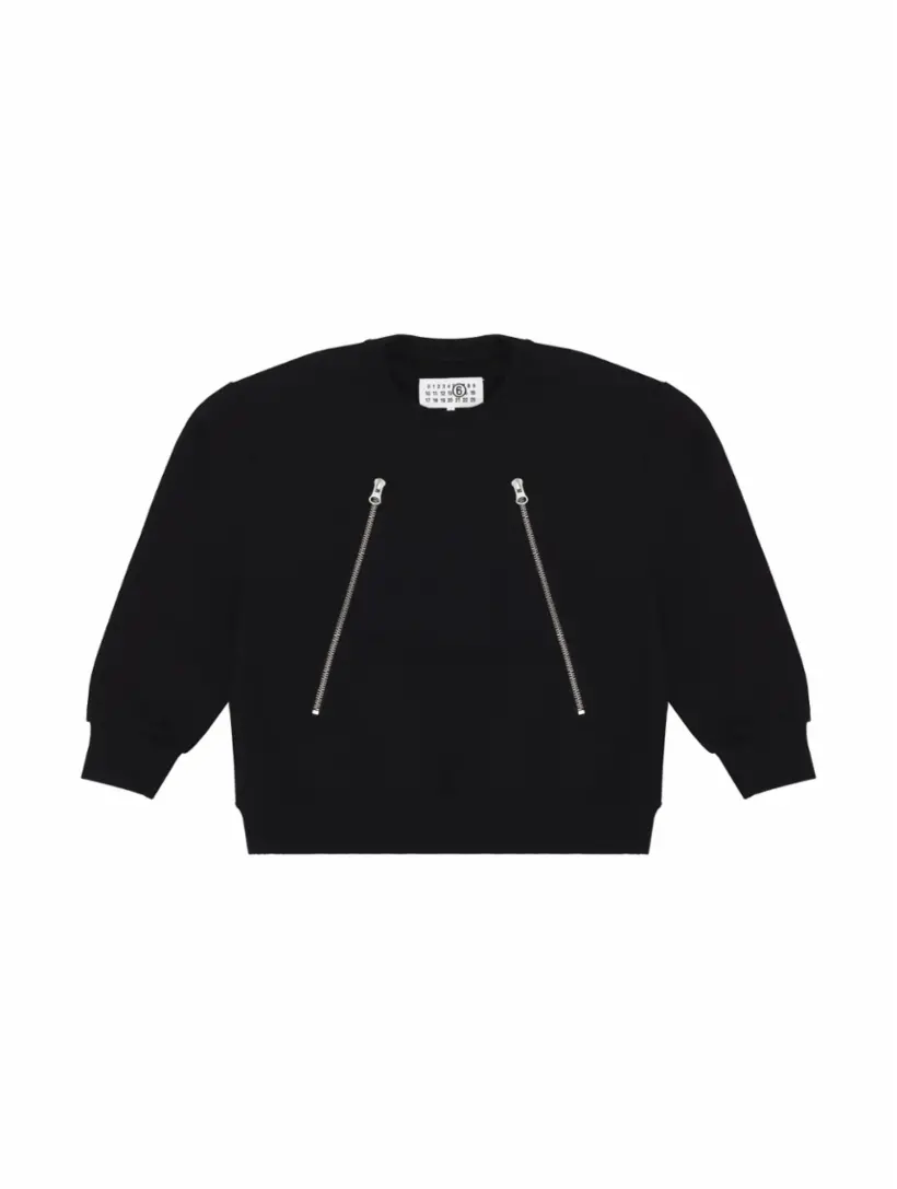 

Хлопковый свитшот с молниями MM6 MAISON MARGIELA, черный