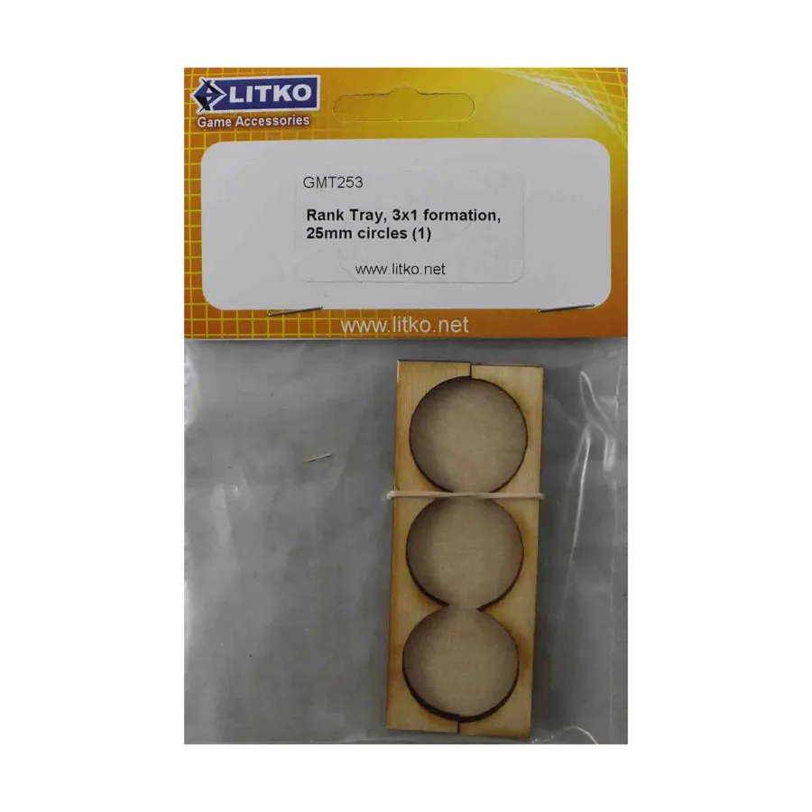 

Поднос для рангов - форма 3x1, круглые основания 25 мм, Miniature Movement Trays - Rank (Litko Aerosystems)
