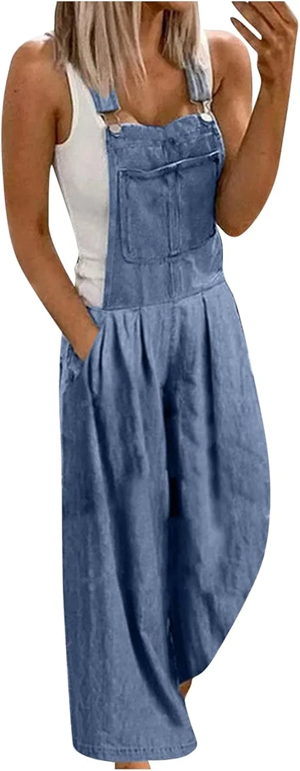 Комбинезон джинсовый, Oversize, Голубой