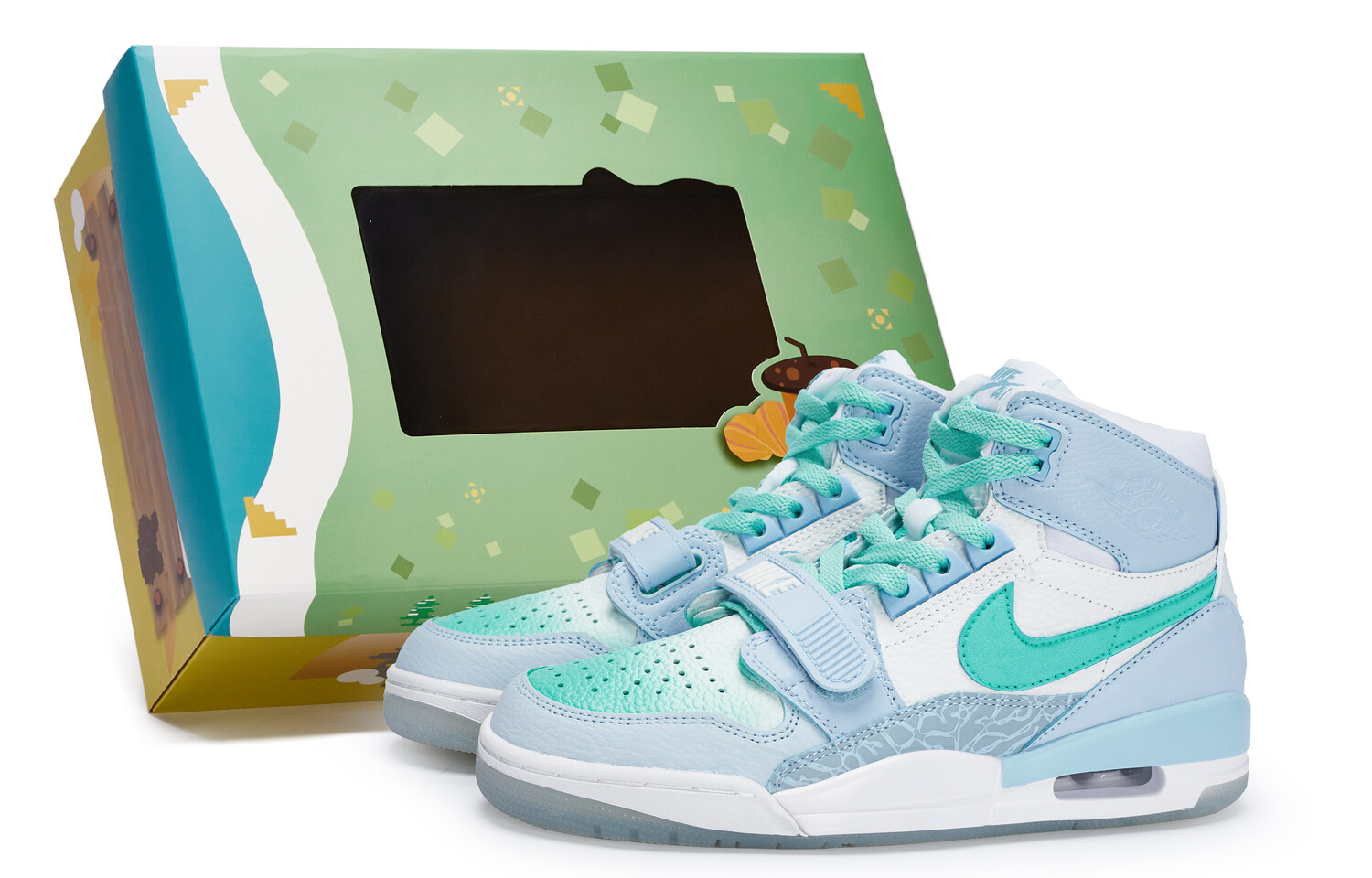 

Кроссовки Jordan Legacy 312 Vintage Basketball Shoes Women's Mid-top Tiffany, синий/белый