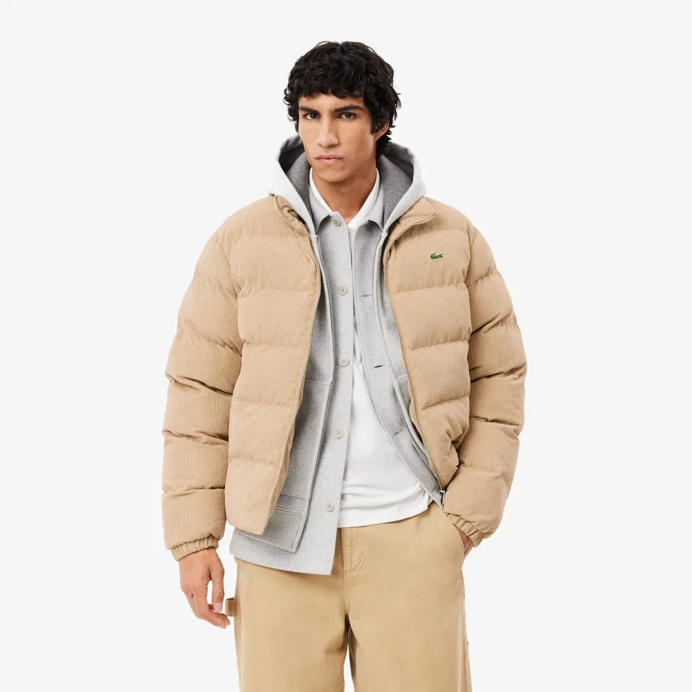 Мужской бежевый вельветовый пуховик Corduroy Down Puffer от Lacoste