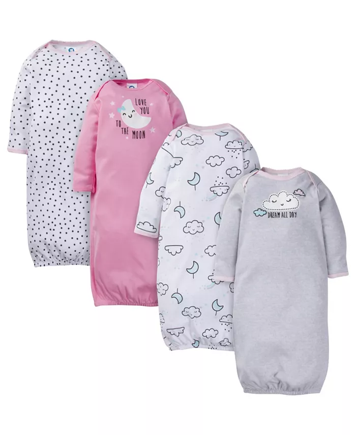 

Комплект из 4 платьев для девочек, Golden Floral, 0-6 месяцев Gerber, розовый