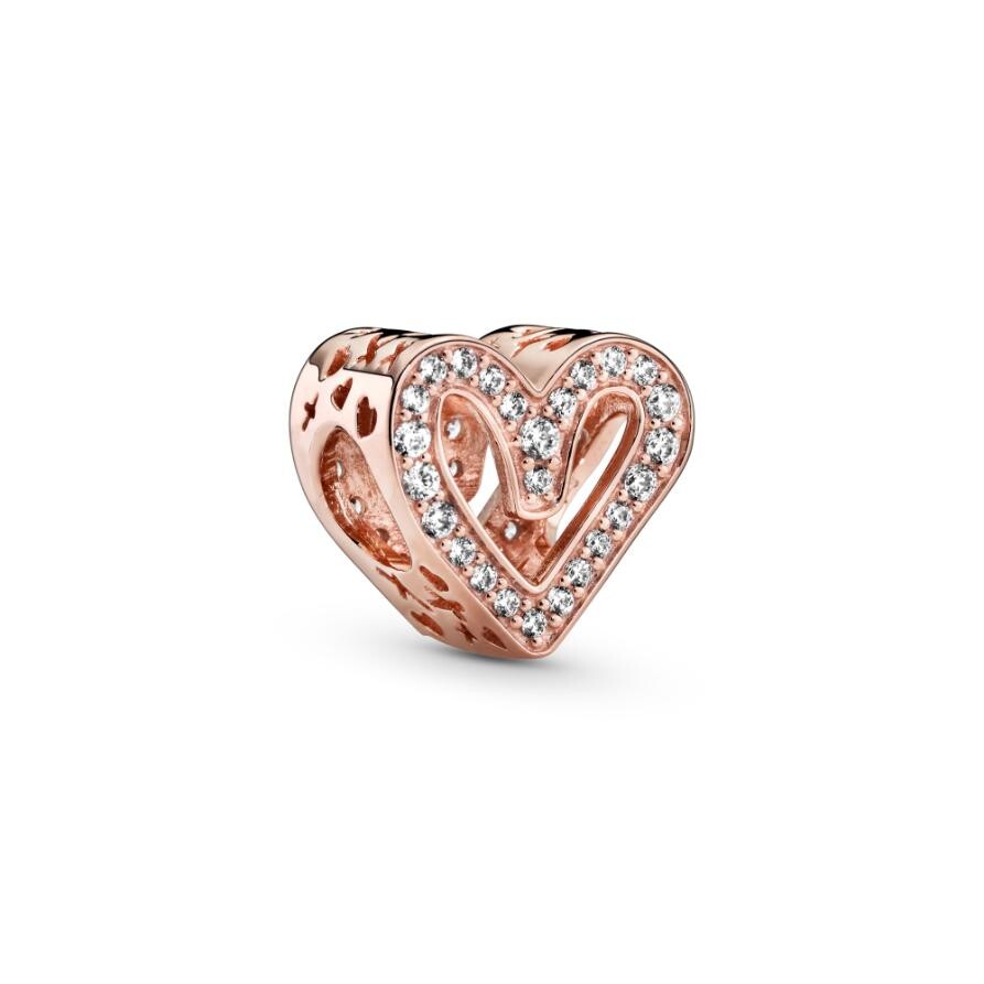 

Шарм Sparkling Freehand Heart Pandora, покрытие - розовое золото