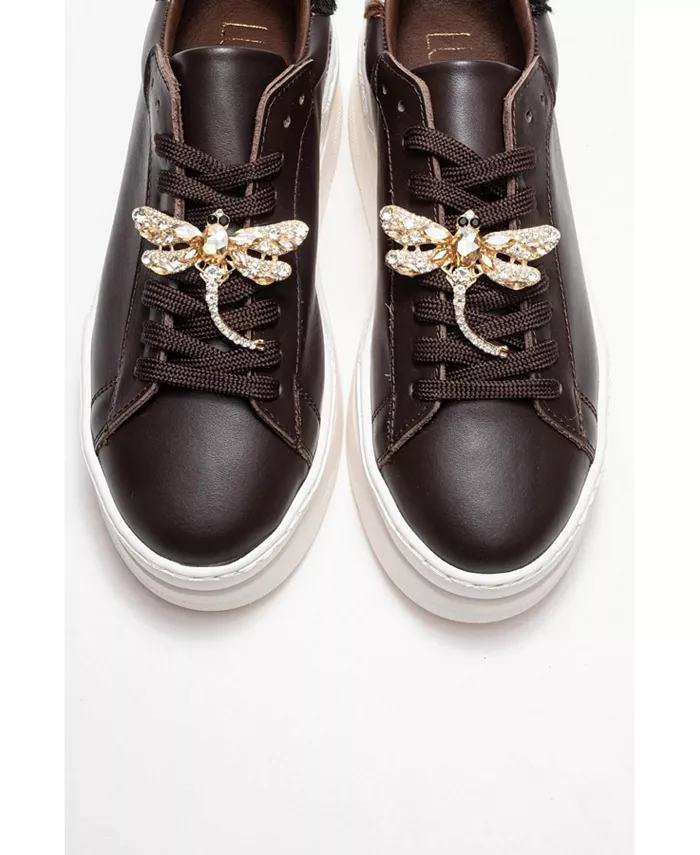 Лакированные кожаные кроссовки с пряжкой Laren (женские) Forever & Always Shoes, коричневый — фото 3