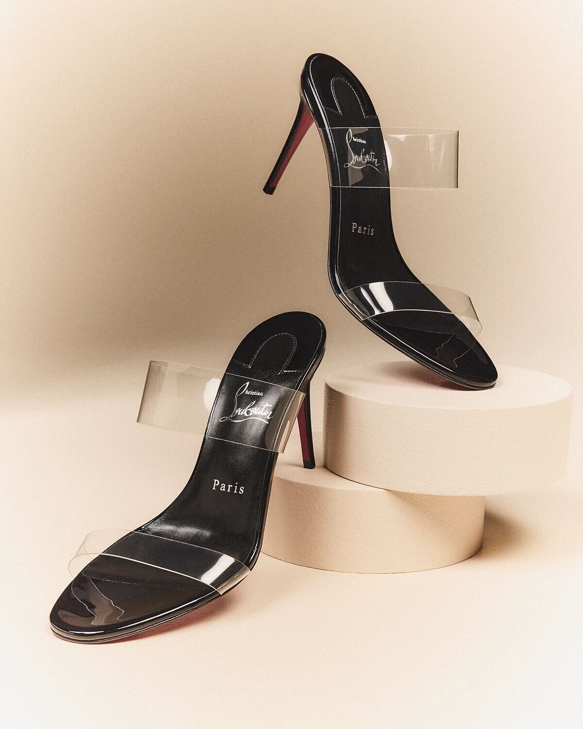 Сандалии Just Nothing Clear с красной подошвой Christian Louboutin, цвет Black — фото 2