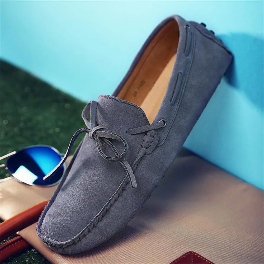 Мокасины мужские из замши Casual Loafers, серый Abborora — фото 2