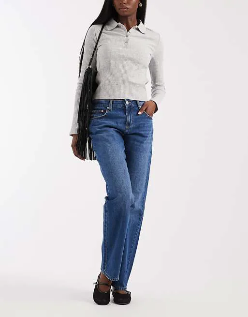 

Синие прямые джинсы с низкой посадкой ONLY Bree