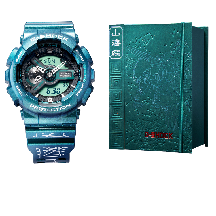 

CASIO Мужские часы с двойным дисплеем, жидкокристаллическим/аналоговым циферблатом, 55 мм, зеленые