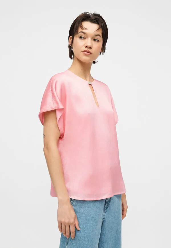 Плиссированная блузка с фурнитурой Calvin Klein, Aloha Pink — фото 4