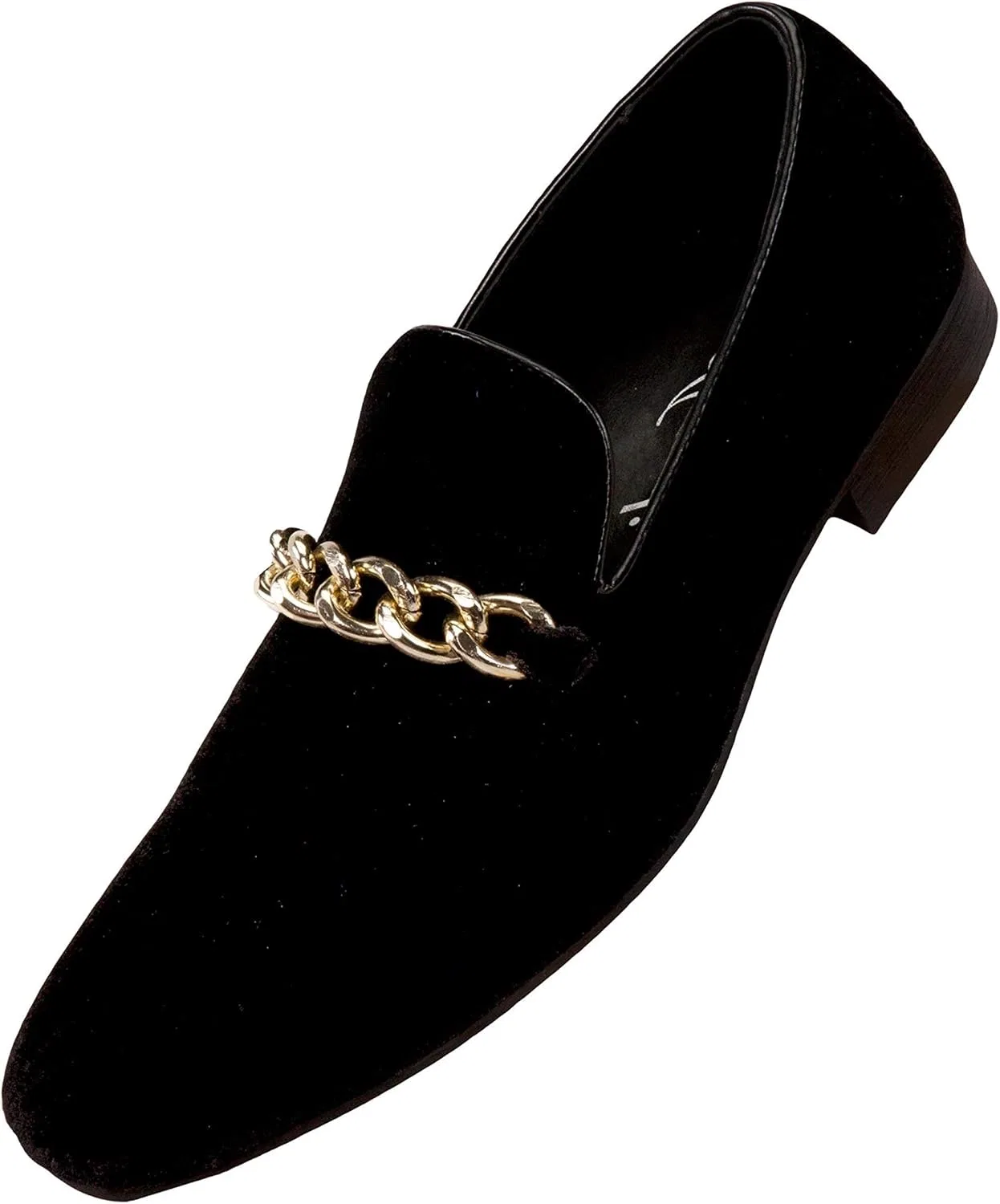 Лоферы мужские вельветовые с золотой цепочкой, Black Amali