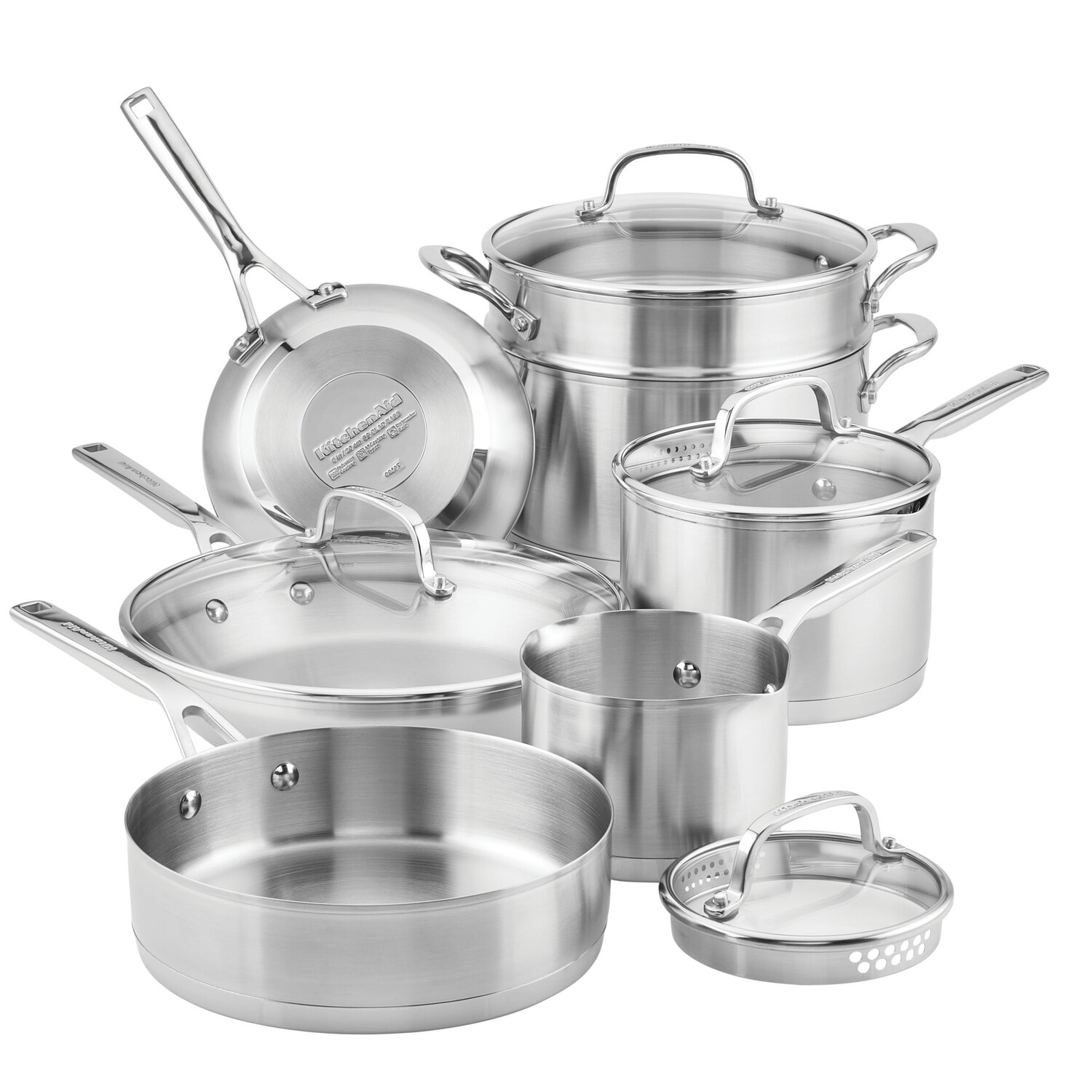 

Набор посуды с 3-слойным основанием KitchenAid, 11 предметов