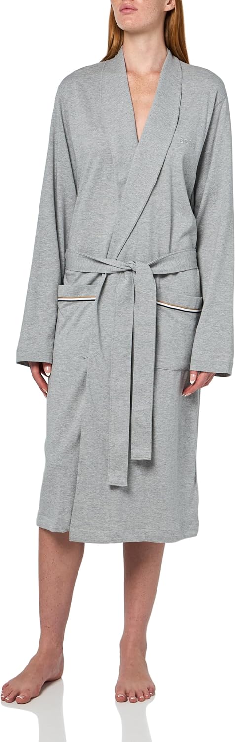 

BOSS женский халат с шалью из хлопка, Grey Mélange