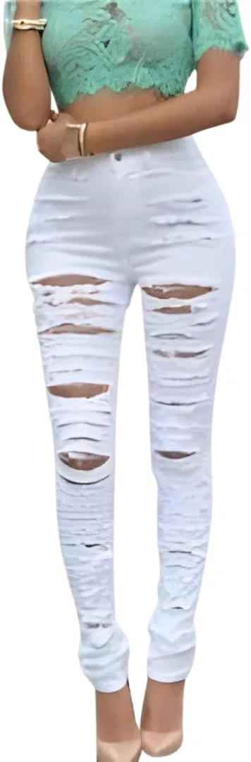 Джинсы рваные, белые, JUST Jeans