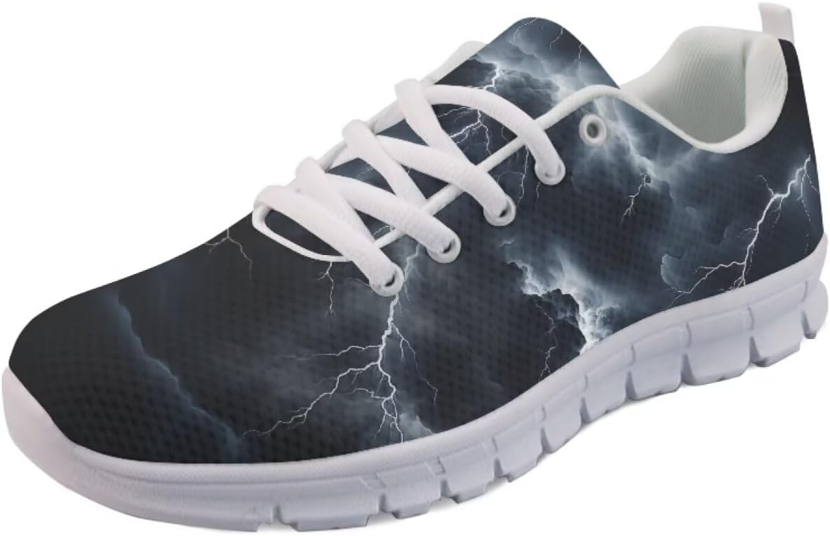 

Мужские кроссовки Forchrinse для бега, прогулочные, на шнуровке, повседневные, с нескользящей сетчатой подошвой для мужчин и женщин, Lightning Print