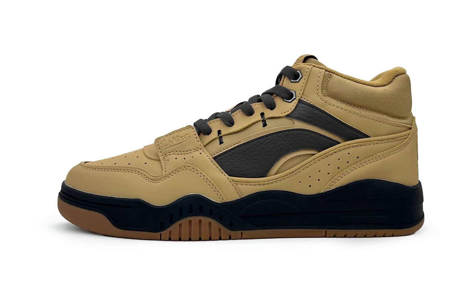 

LINING Anti-Slip And Wear-Resistant Height Increasing Mid-Top Skateboard Shoes Men's Brown Black