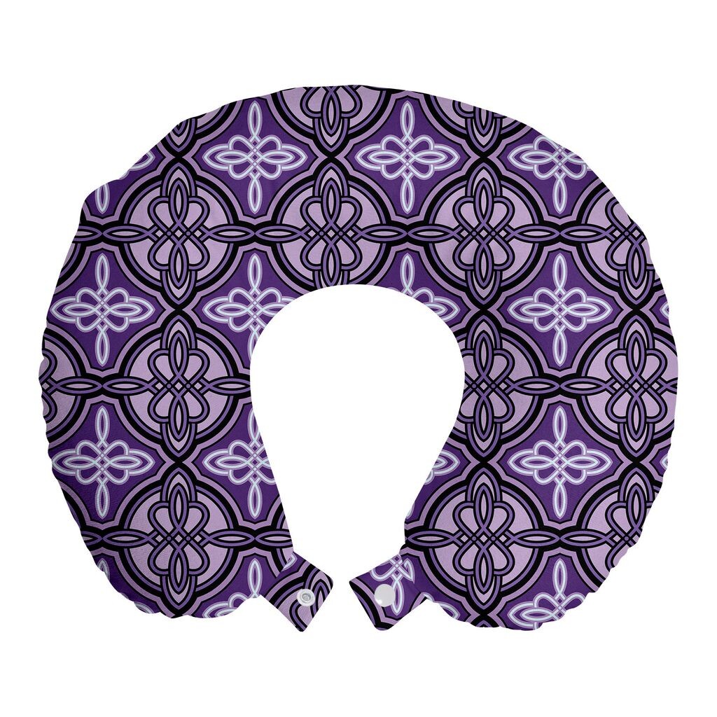 

ABAKUHAUS Celtic Travel Pillow Подушка для шеи, Celtic Knot Art, Пенопластовые дорожные принадлежности для самолета и автомобиля, 30x30 см, Фиолетовый Фиолетовый