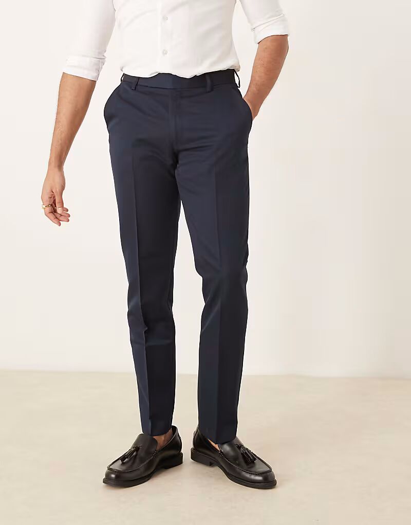 

Элегантные облегающие брюки ASOS DESIGN темно-синего цвета
