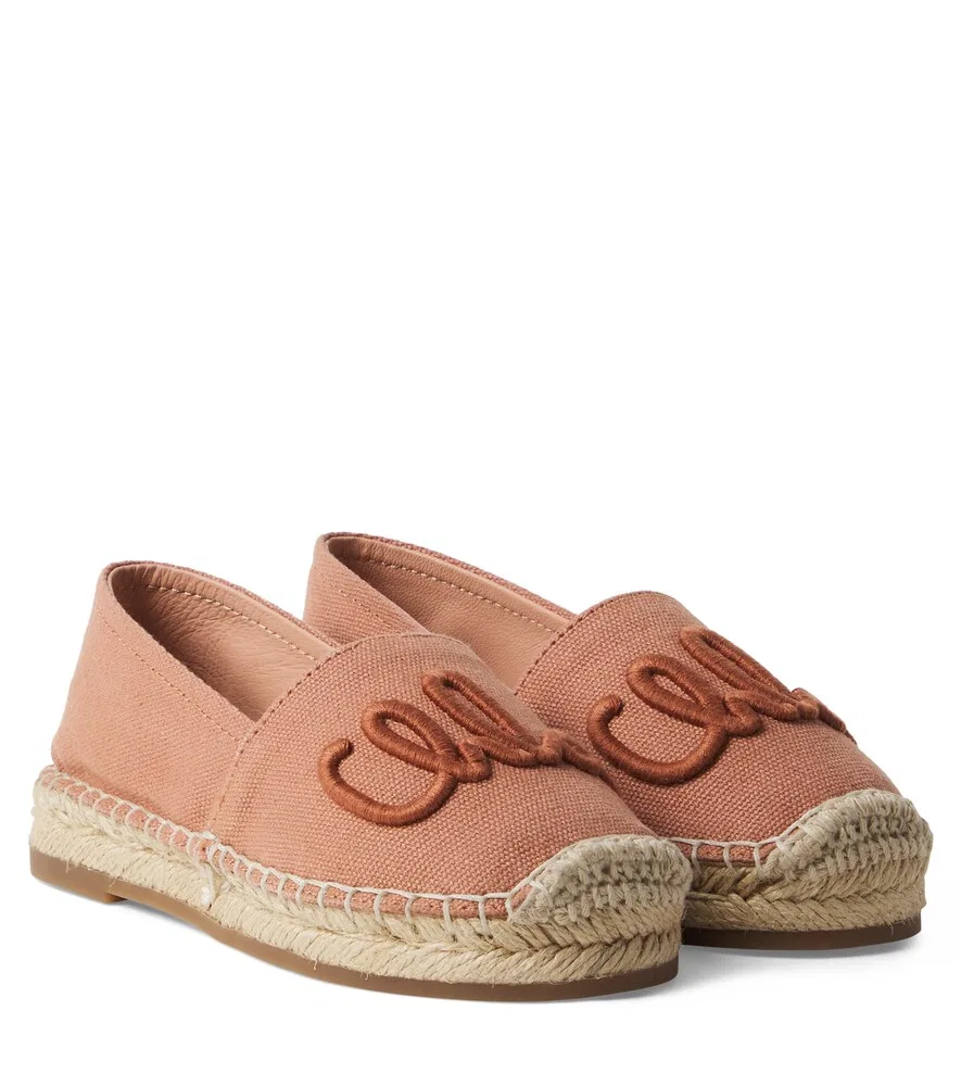Эспадрильи с кожаной отделкой и логотипом Chloé Kids, розовый