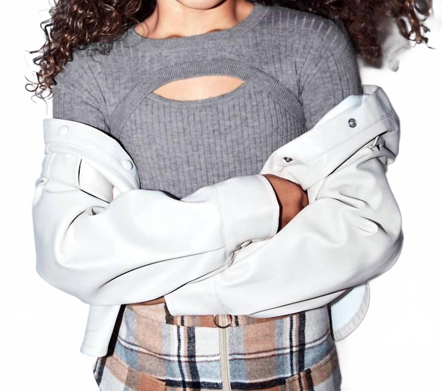 

Многослойный свитер тонкой вязки для девочек стального цвета Mayoral, стальной