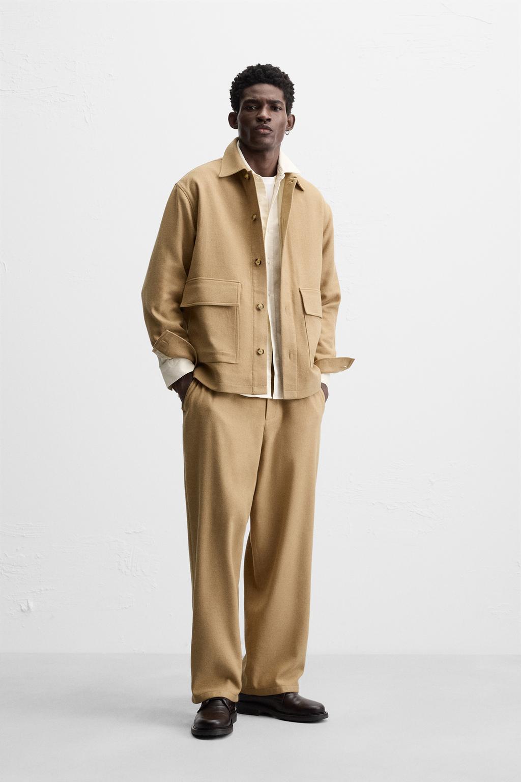 

Брюки с широкими штанинами ZARA, кэмел