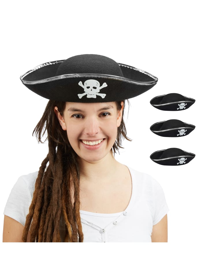 

Relaxdays Шляпа 4 x Piratenhut in Schwarz/ Silber