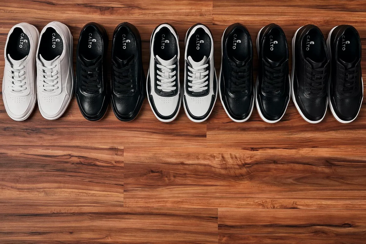 

Мужские невидимые обувные платформы CALTO - черные модные кроссовки из премиальной кожи на шнуровке - увеличение роста на 2,6 дюйма - Y7885 - размер 7 D(M) США No Brand, черно-белый