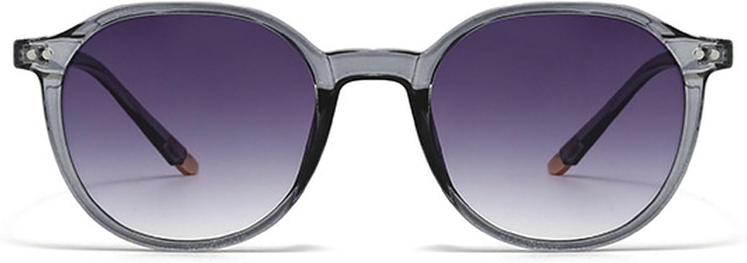 

Популярные модные круглые солнцезащитные очки для женщин, винтажные, с заклепками, панк, мужские, сине-зеленые, с УФ-защитой UV400, градиентные солнцезащитные очки mincl, Clear Gray