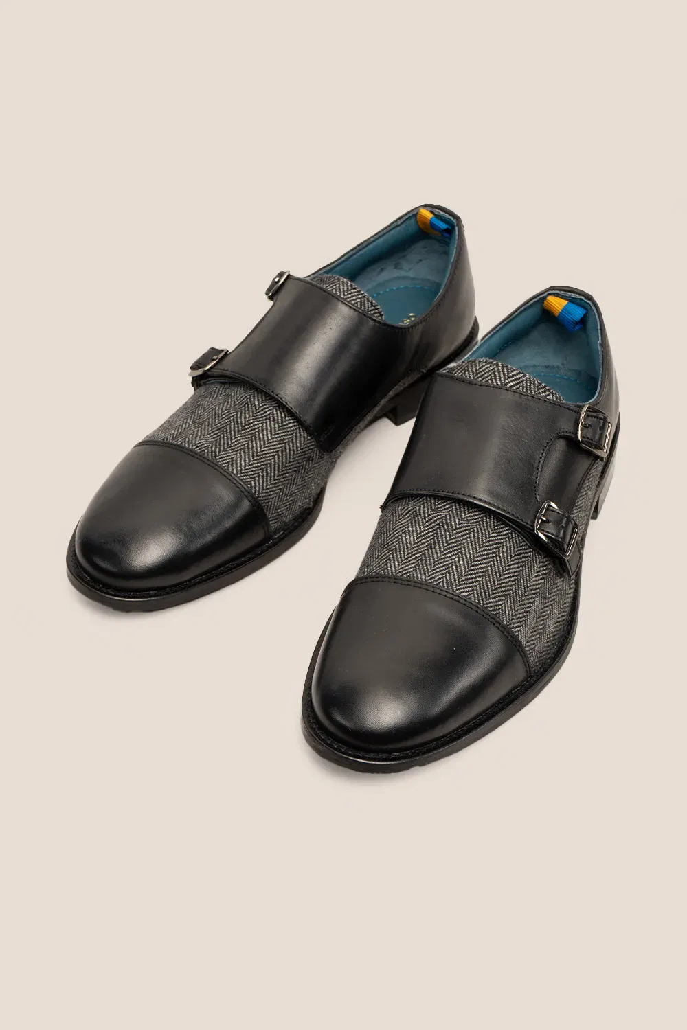 Туфли Monk Strap из кожи и твида Oswin Hyde, черный — фото 4