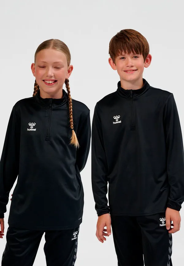 Базовая футболка с длинными рукавами и молнией до середины груди. Hummel, Black